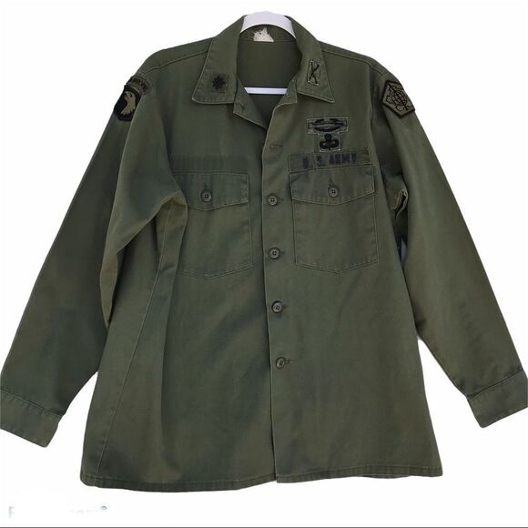 Authentic Vintage U S Airborne Trooper Green Utility Shirt Jacket M - Picture 1 of 6